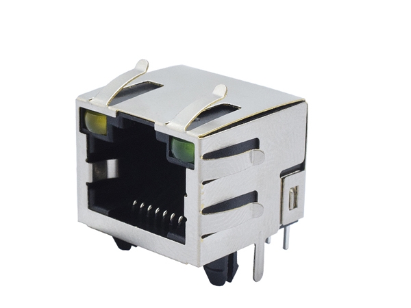 RJ45 with LED light PCB modular jack computer component 8 pin female connector