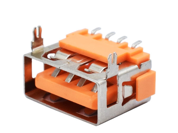 USBAF10.0 series orange acrylic inner  USBAF10.0 series usb smt connector short body 180 degree yellow acrylic inner 4 pin usb socket straight edge