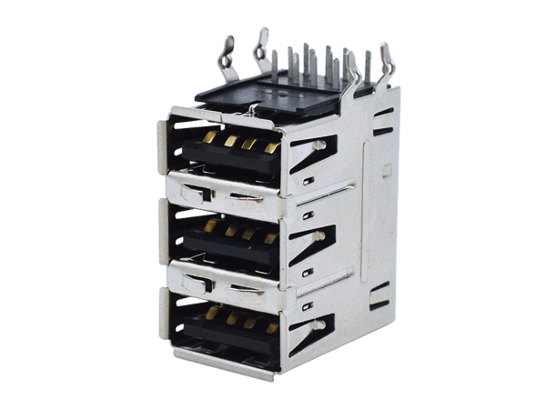 HOT SALE USB 2.0 bent feet 3 layers port Female seat with shrapnel