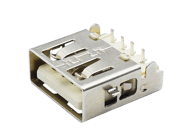 HOT SALE USB A female socket 90 – degree DIP With shrapnel White glue monolayer